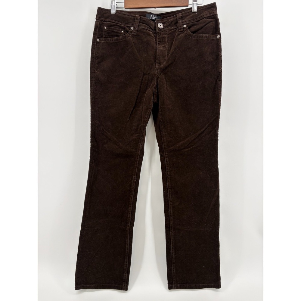Beau Dawson Corduroy Pants Womens 14 Brown Stretch Flat Front Straight Leg